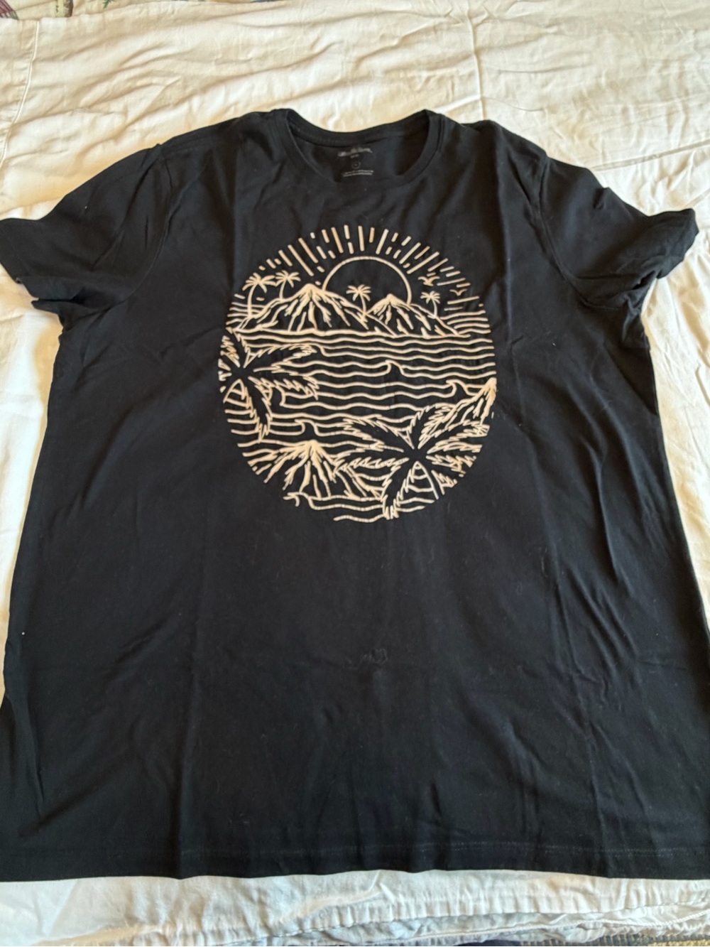 Goodfellow & Co Black Tee with Cream Tropical Circle Graphic